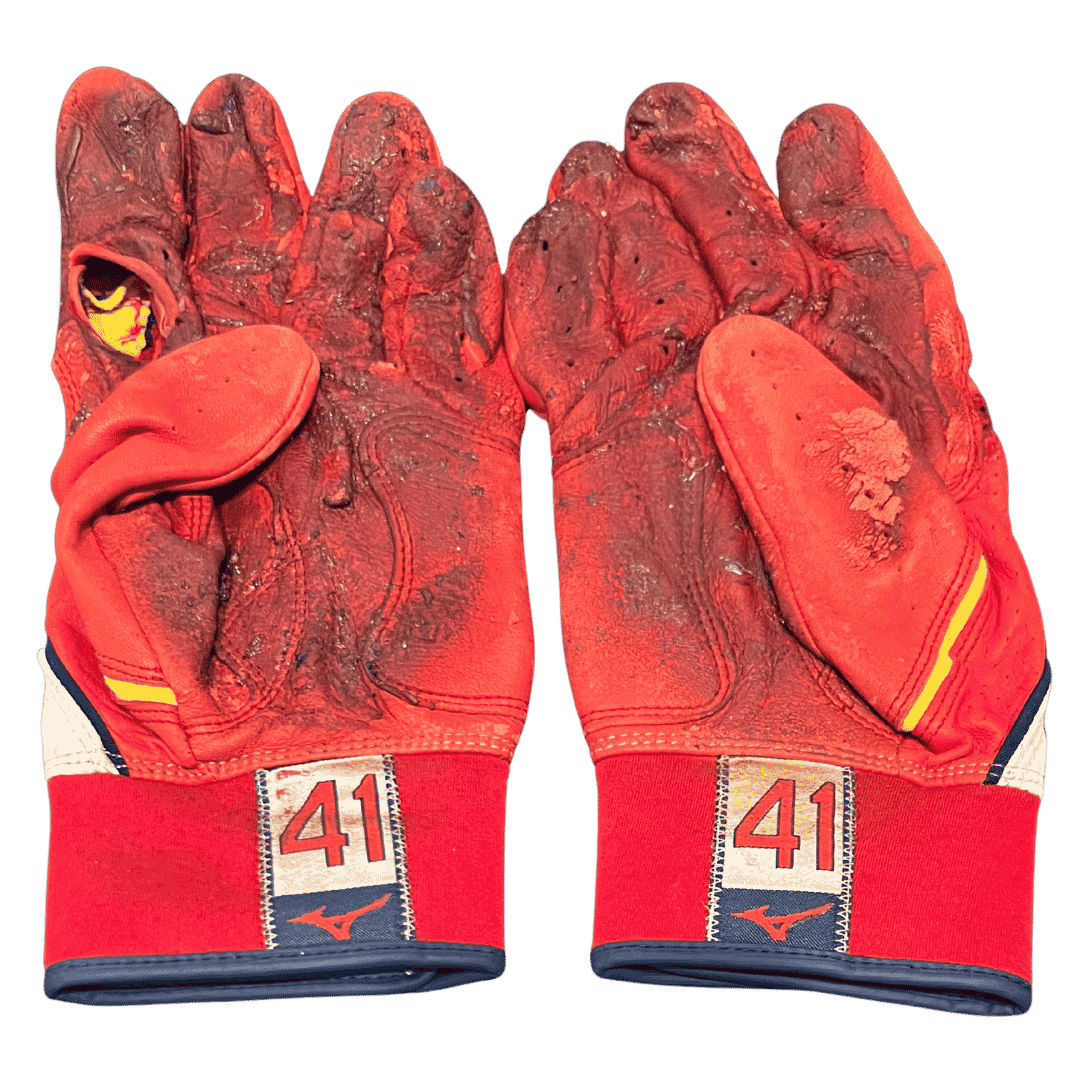 Alec Burleson St Louis Cardinals Autographed 2026 Game Used Mizuno Batting Gloves w/ Inscription - JSA COA Red/White