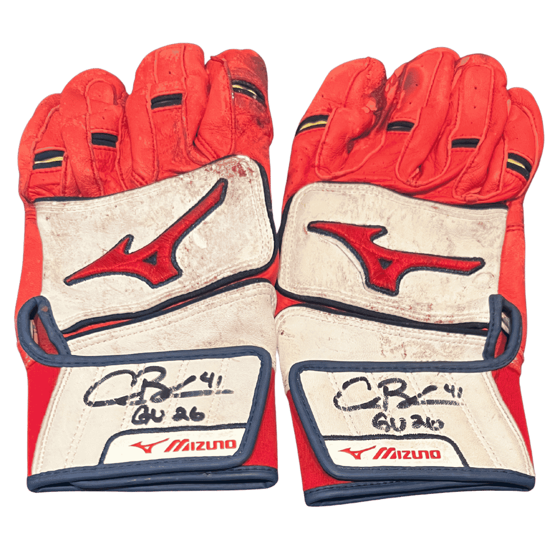 Alec Burleson St Louis Cardinals Autographed 2026 Game Used Mizuno Batting Gloves w/ Inscription - JSA COA Red/White