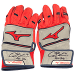 
Alec Burleson St Louis Cardinals Autographed 2026 Game Used Mizuno Batting Gloves w/ Inscription - JSA COA Red/Grey — Front