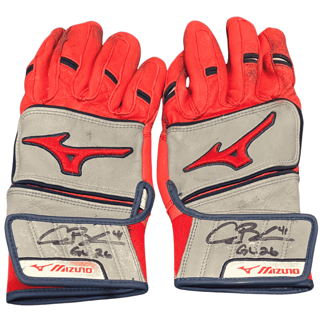 Alec Burleson St Louis Cardinals Autographed 2026 Game Used Mizuno Batting Gloves w/ Inscription - JSA COA Red/Grey