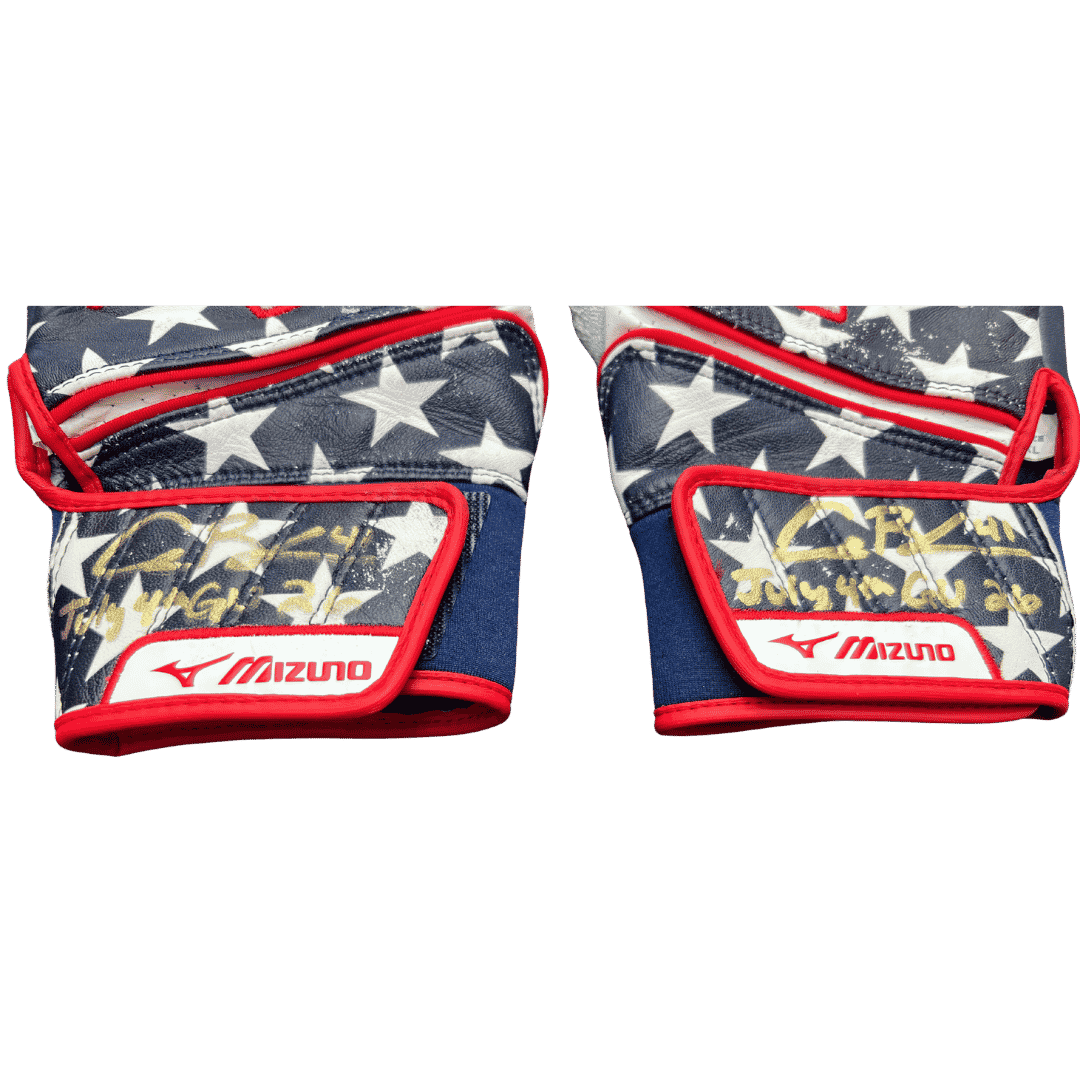 Alec Burleson St Louis Cardinals Autographed 2026 Game Used 4th of July Mizuno Batting Gloves w/ Inscription - JSA COA