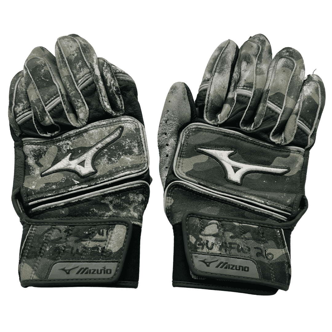 Alec Burleson St Louis Cardinals Autographed 2026 Game Used Armed Forces Weekend Mizuno Batting Gloves w/ Inscription - JSA COA