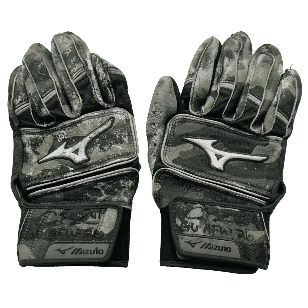 Alec Burleson St Louis Cardinals Autographed 2026 Game Used Armed Forces Weekend Mizuno Batting Gloves w/ Inscription - JSA COA