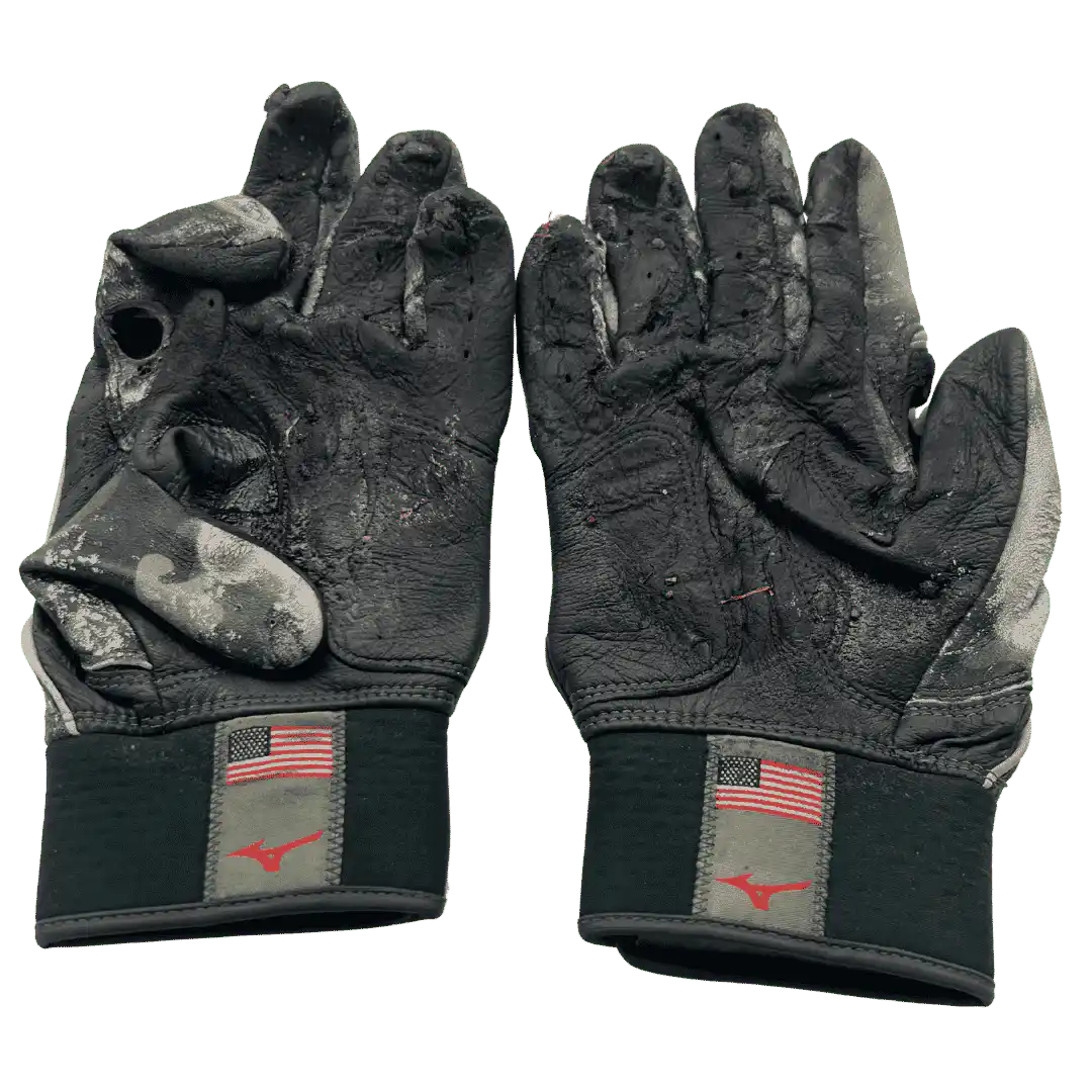 Alec Burleson St Louis Cardinals Autographed 2026 Game Used Armed Forces Weekend Mizuno Batting Gloves w/ Inscription - JSA COA