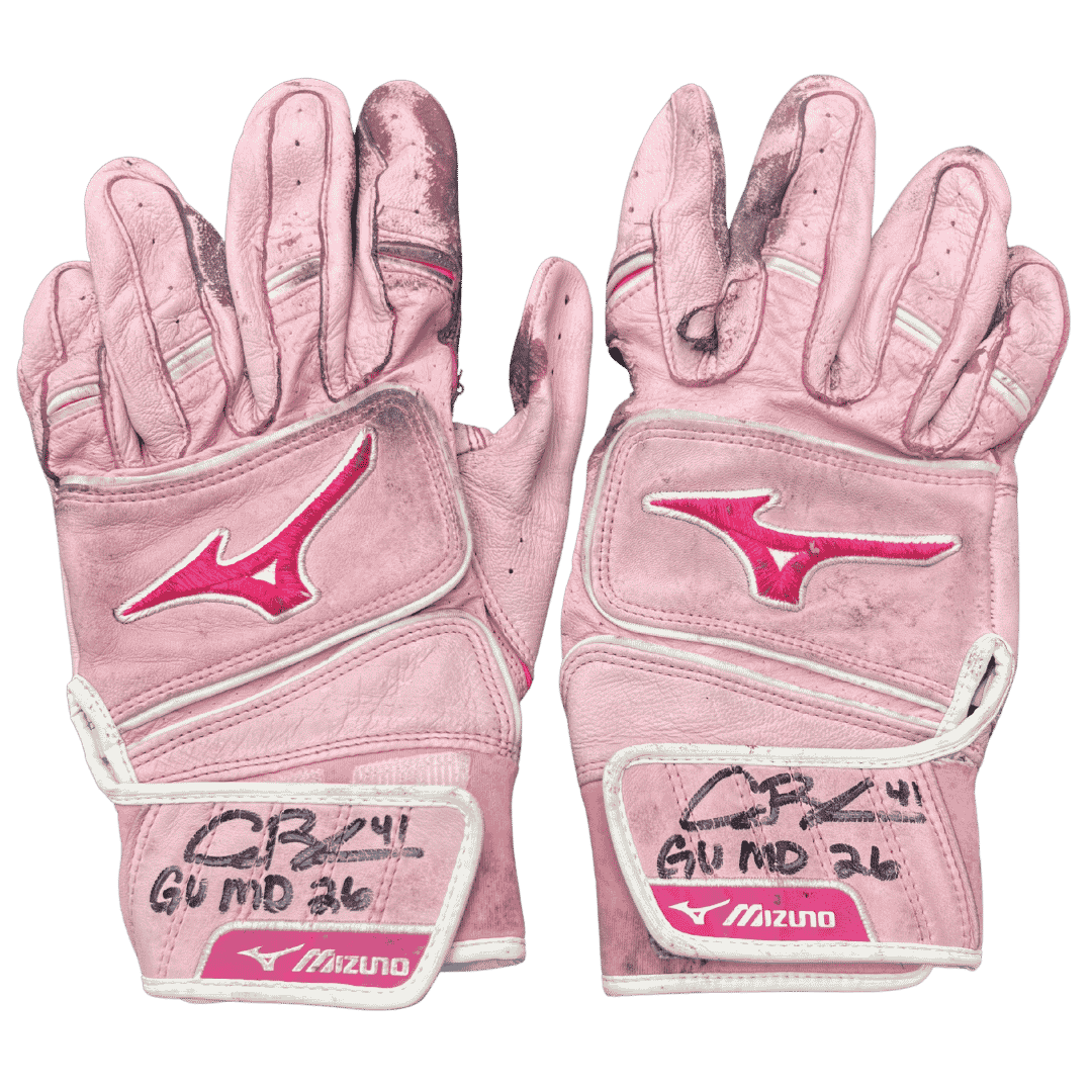 Alec Burleson St Louis Cardinals Autographed 2026 Game Used Mothers Day Mizuno Batting Gloves w/ Inscription - JSA COA