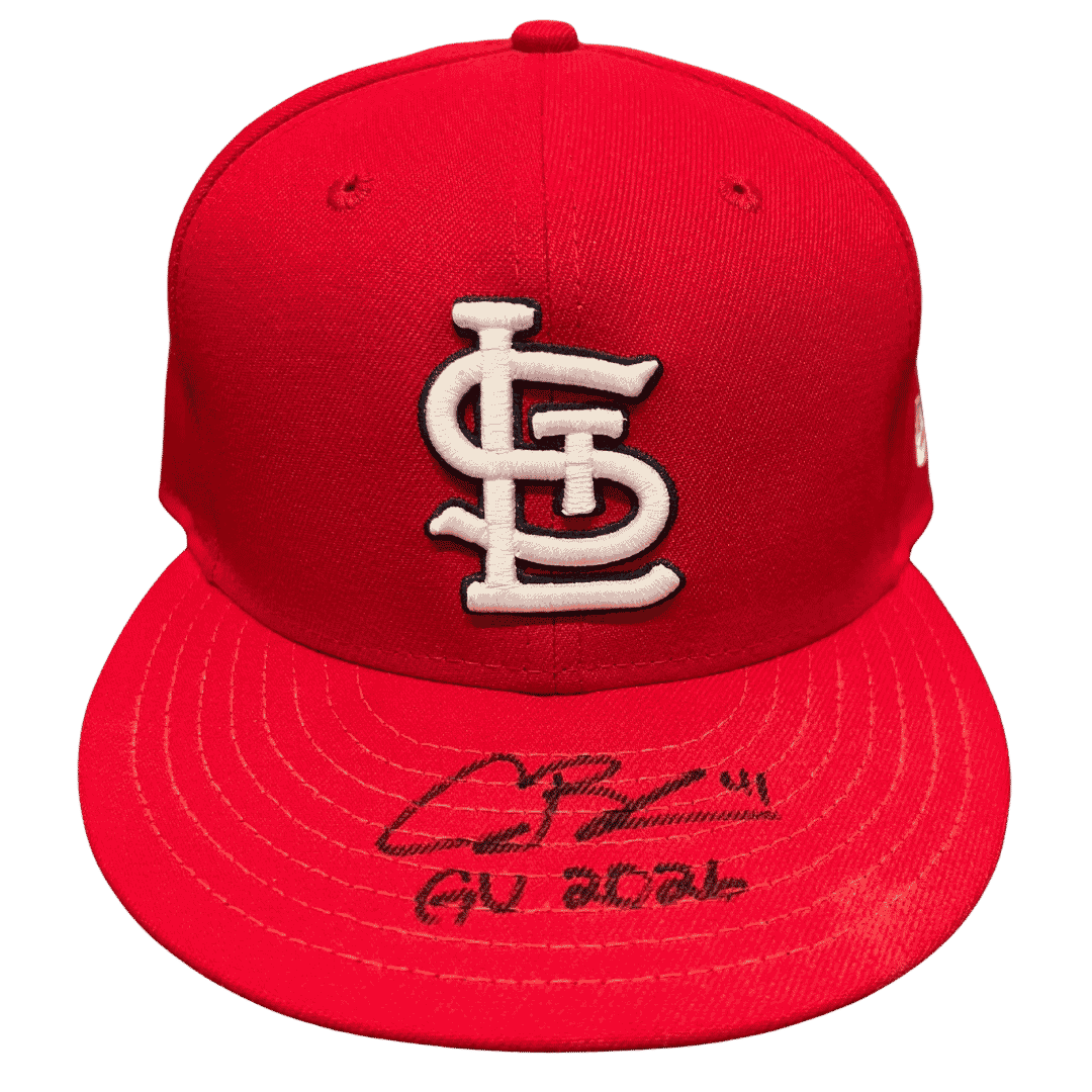 Alec Burleson St Louis Cardinals Autographed 2026 Game Used Hat w/ Inscription - JSA COA