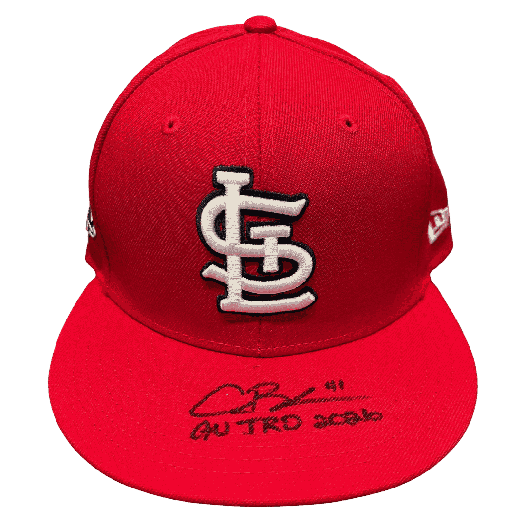 Alec Burleson St Louis Cardinals Autographed 2026 Game Used Jackie Robinson Day Hat w/ Inscription - JSA COA