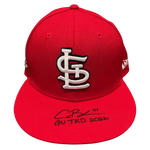 
Alec Burleson St Louis Cardinals Autographed 2026 Game Used Jackie Robinson Day Hat w/ Inscription - JSA COA — Front