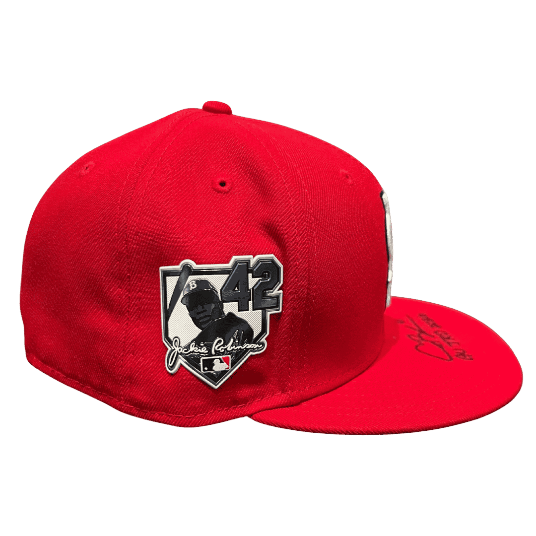 Alec Burleson St Louis Cardinals Autographed 2026 Game Used Jackie Robinson Day Hat w/ Inscription - JSA COA