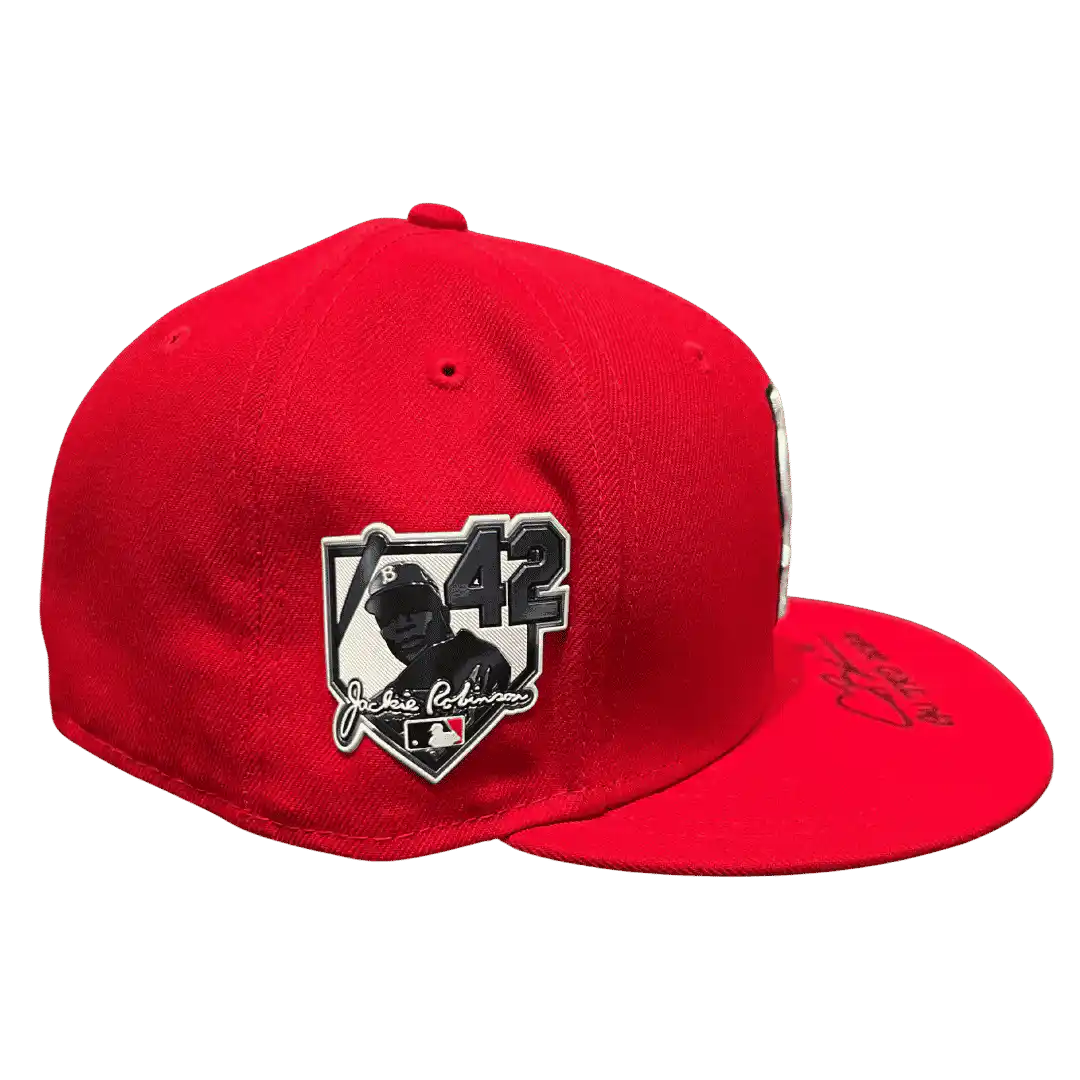 Alec Burleson St Louis Cardinals Autographed 2026 Game Used Jackie Robinson Day Hat w/ Inscription - JSA COA