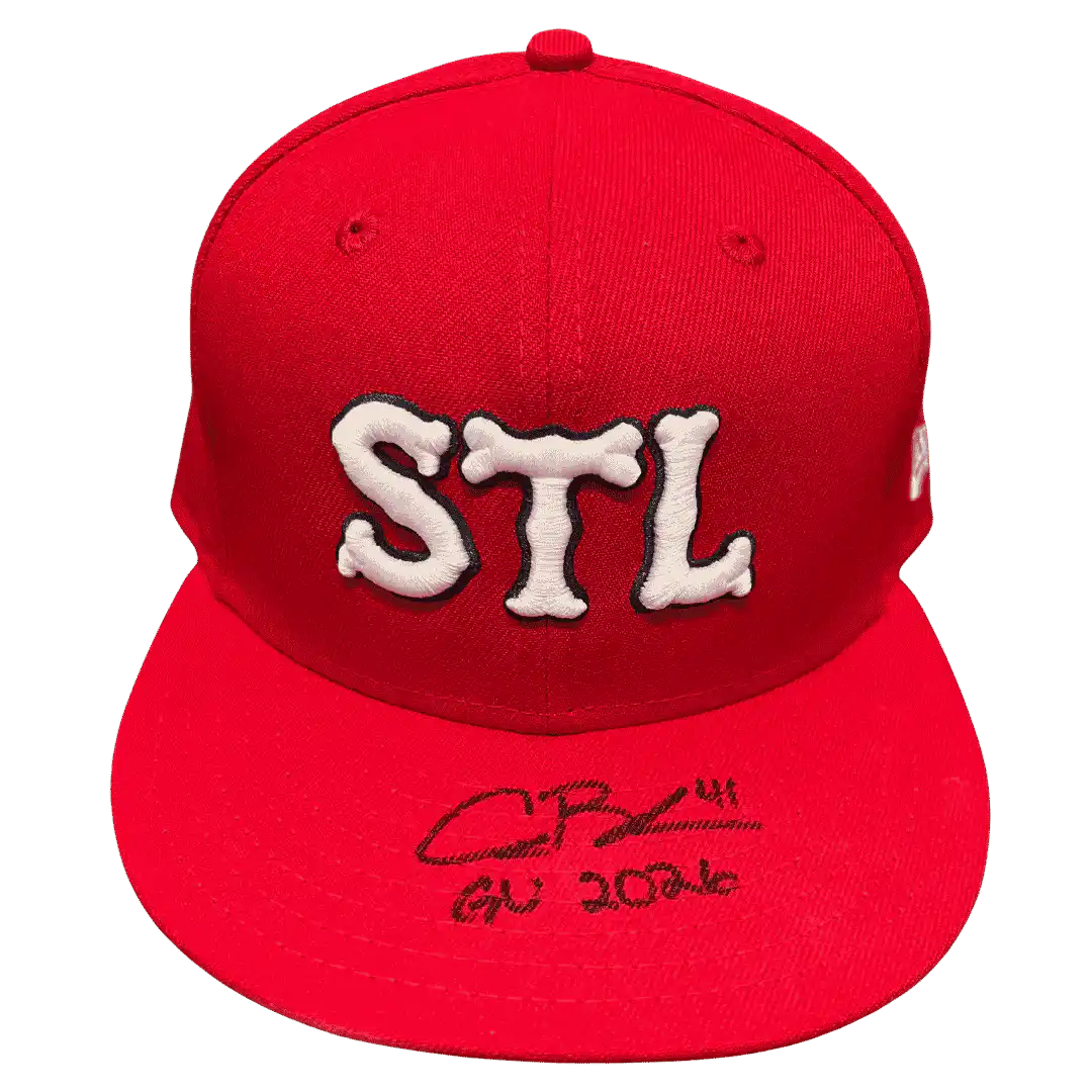 Alec Burleson St Louis Cardinals Autographed 2026 Game Used City Connect Hat w/ Inscription - JSA COA