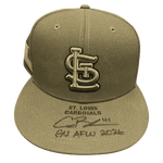 
Alec Burleson St Louis Cardinals Autographed 2026 Game Used Armed Forces Weekend Hat w/ Inscription - JSA COA — Front