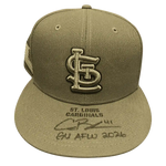 
Alec Burleson St Louis Cardinals Autographed 2026 Game Used Armed Forces Weekend Hat w/ Inscription - JSA COA — Front
