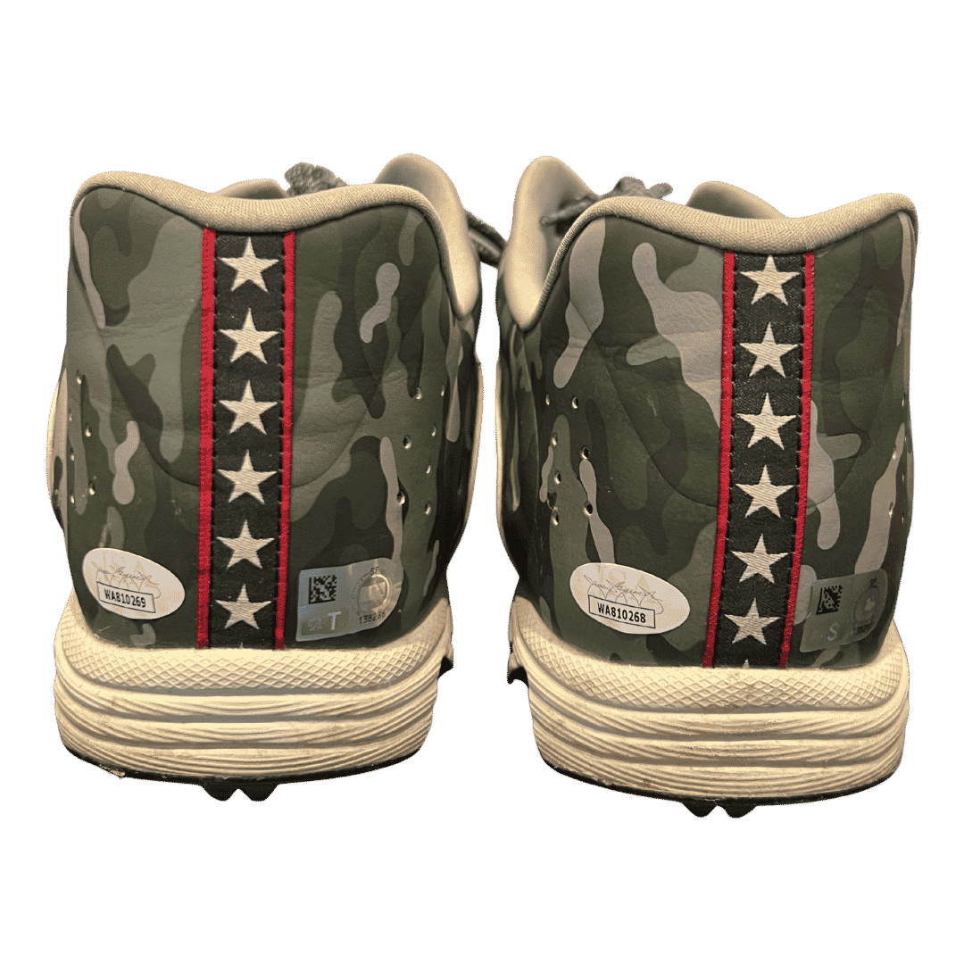 Alec Burleson St Louis Cardinals Autographed 2026 Game Used Armed Forces Weekend Cleats w/ Inscription - JSA COA
