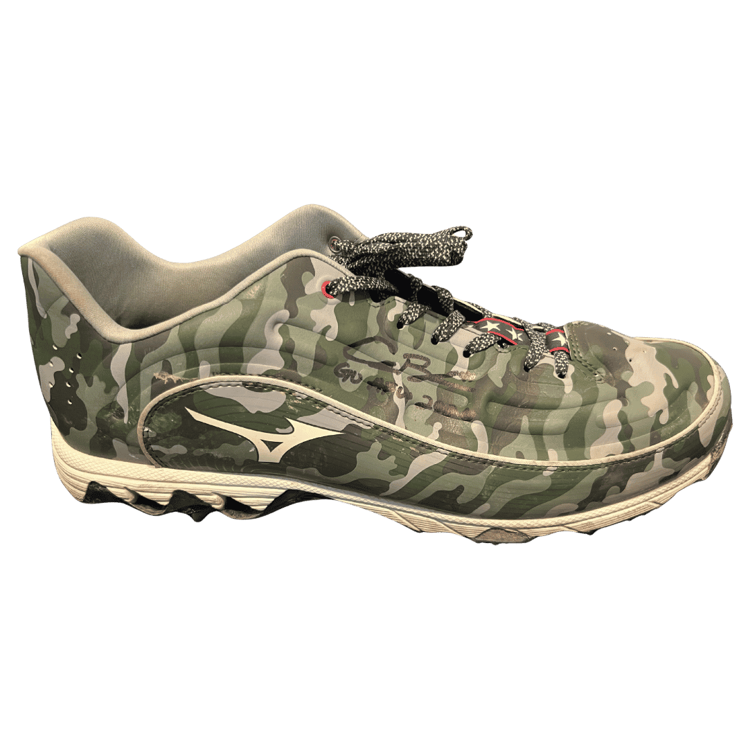 Alec Burleson St Louis Cardinals Autographed 2026 Game Used Armed Forces Weekend Cleats w/ Inscription - JSA COA