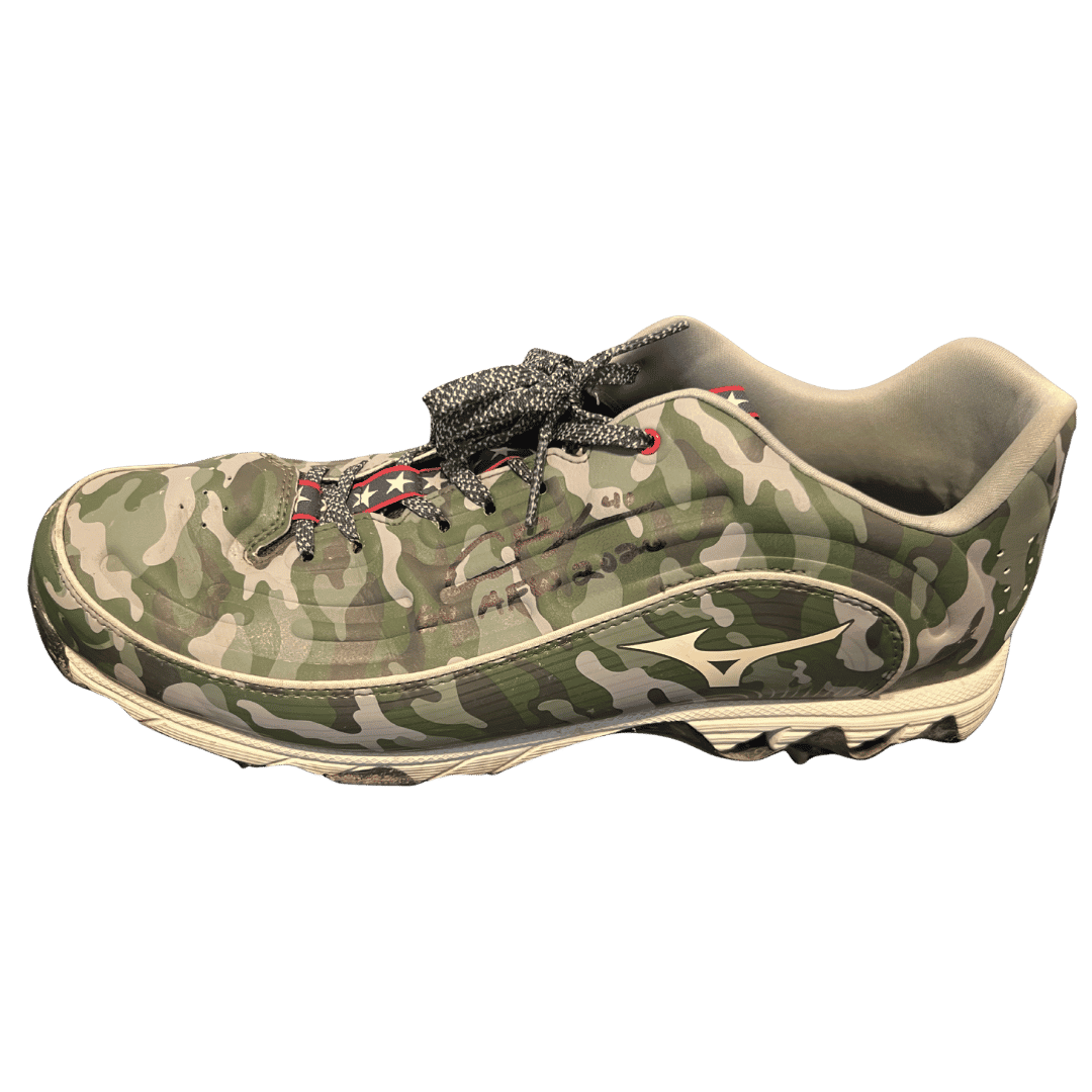 Alec Burleson St Louis Cardinals Autographed 2026 Game Used Armed Forces Weekend Cleats w/ Inscription - JSA COA