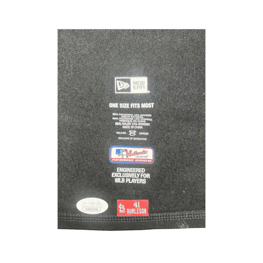 Alec Burleson St Louis Cardinals Autographed 2026 Game Used Balaclava w/ Inscriptions - JSA COA