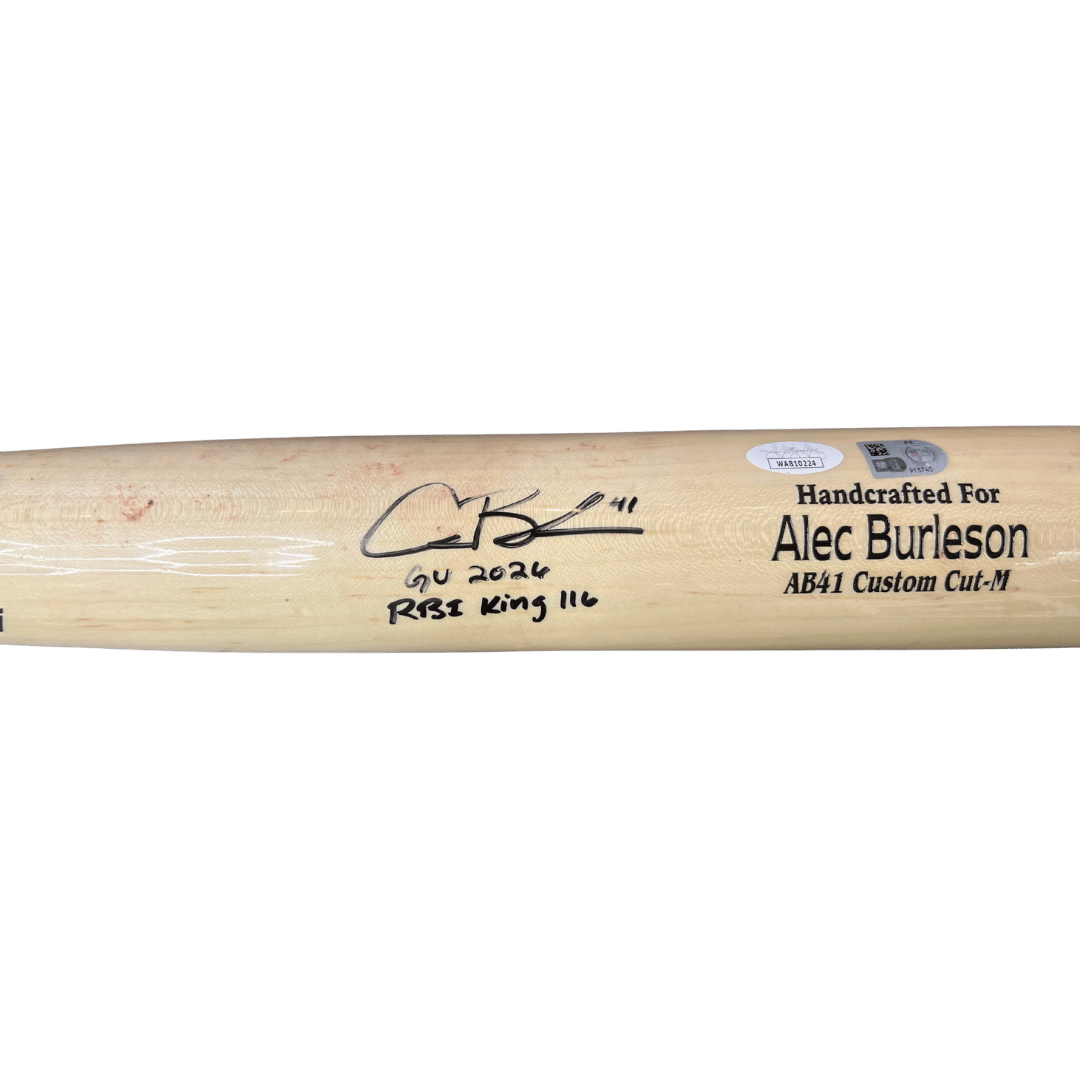 Alec Burleson St Louis Cardinals Autographed 2026 Game Used Bat w/ Inscriptions - JSA & MLB COA