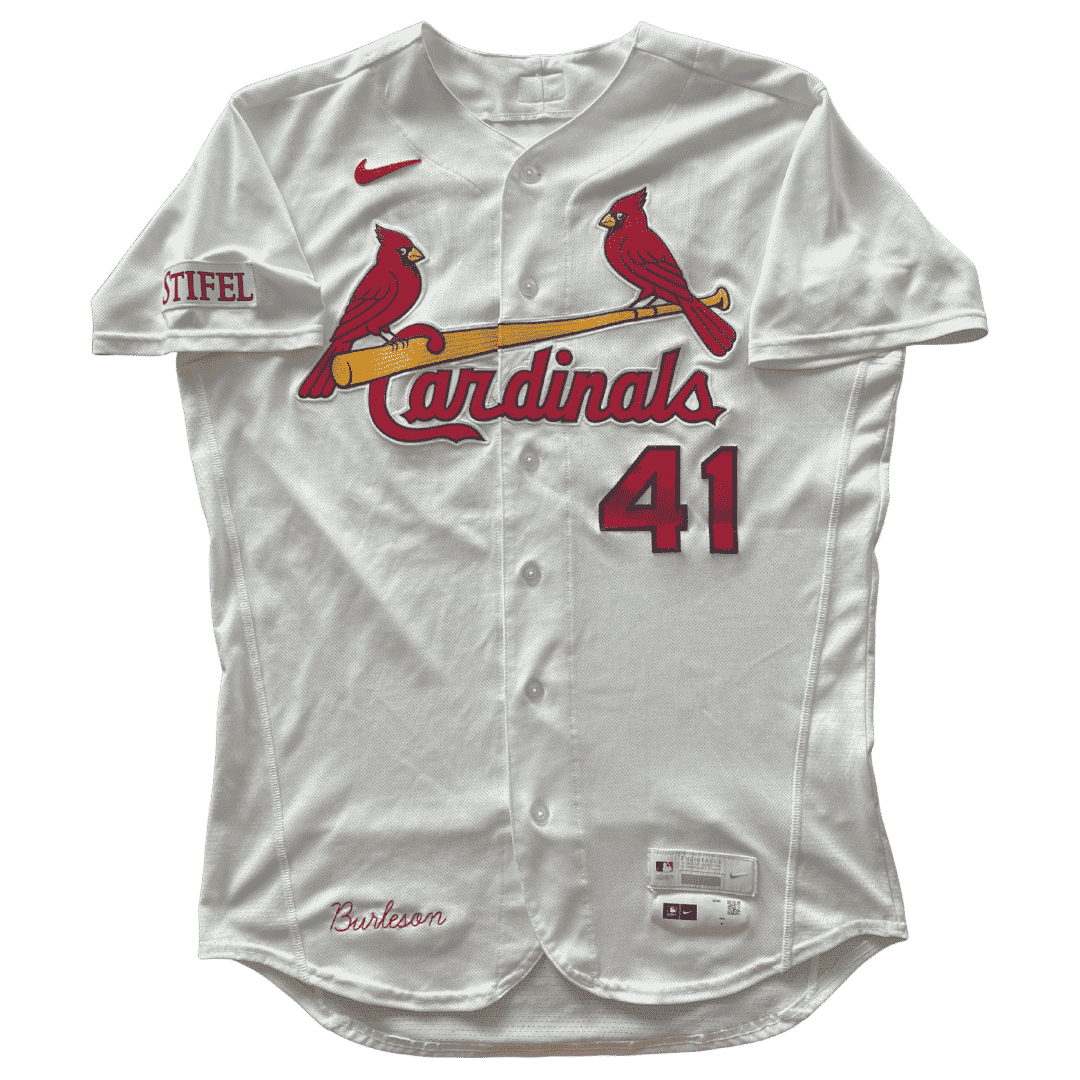 Alec Burleson St Louis Cardinals Autographed 2026 Game Used Home Jersey w/ Inscriptions - JSA COA