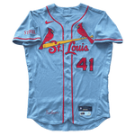 
Alec Burleson St Louis Cardinals Autographed 2026 Game Used Alternate Blue Jersey w/ Inscriptions - JSA COA — Back