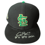 
Alec Burleson St Louis Cardinals Autographed 2026 Spring Training Used St Patrick's Day Hat w/ Inscription - JSA COA — Front