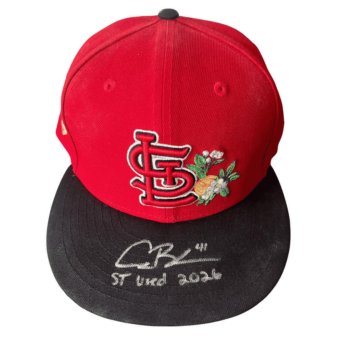 Alec Burleson St Louis Cardinals Autographed 2026 Spring Training Used Hat w/ Inscription - JSA COA