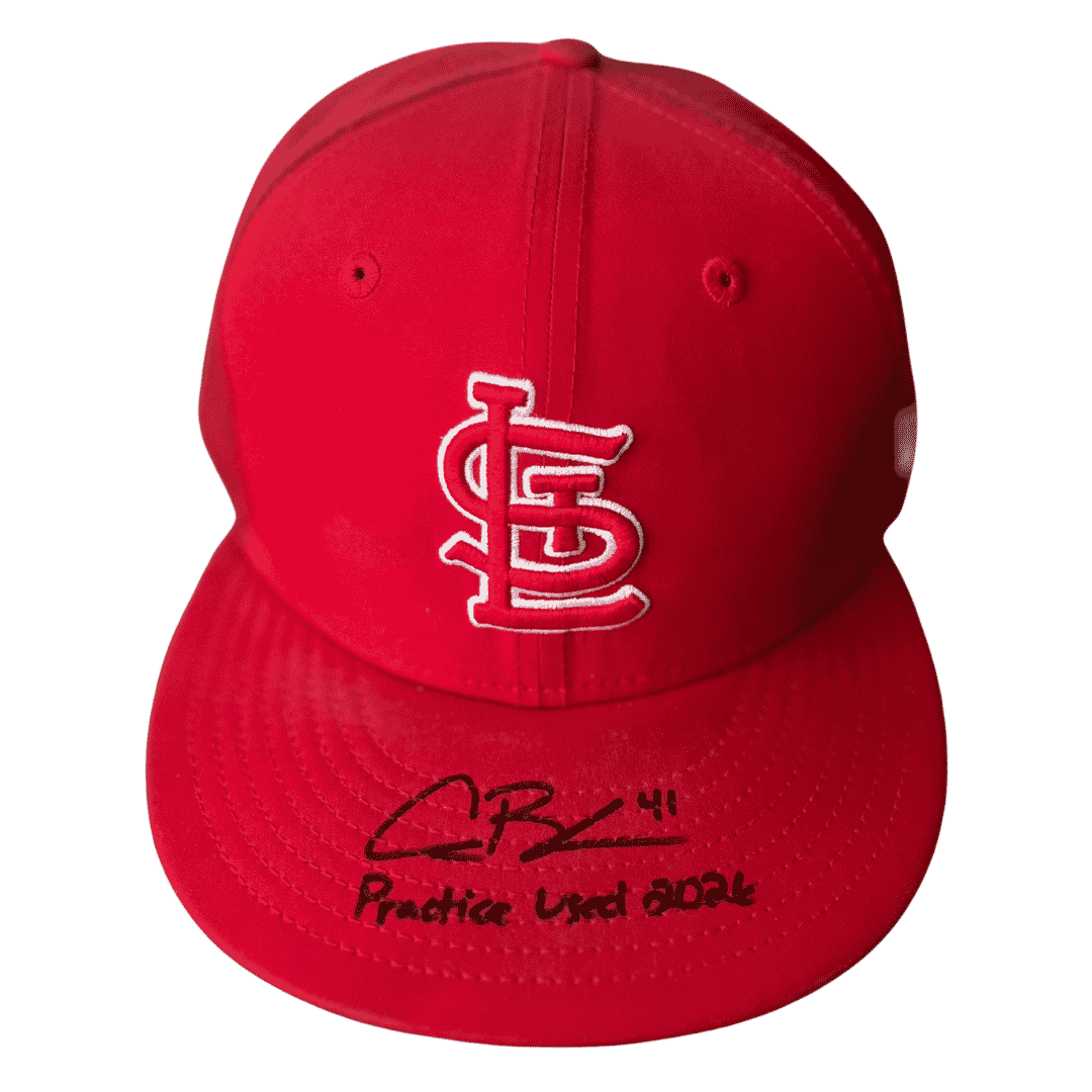 Alec Burleson St Louis Cardinals Autographed 2026 Practice Used Hat w/ Inscription - JSA COA