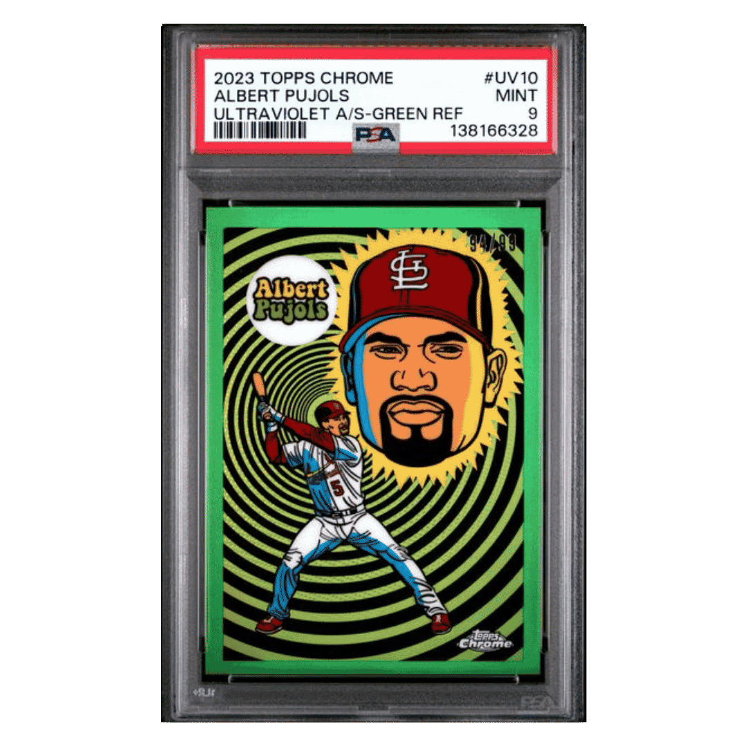 Albert Pujols PSA 9 2023 Topps Chrome Ultraviolet All Stars Green Refractor #d/ 99 Card #UV10