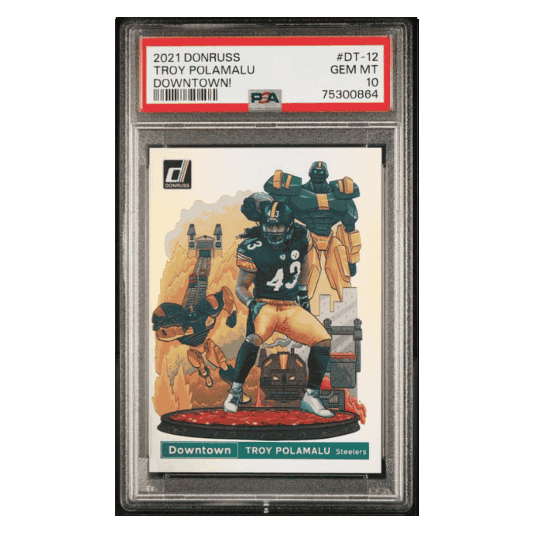 Troy Polamalu PSA 10 2021 Panini Donruss Downtown! Card #DT-12