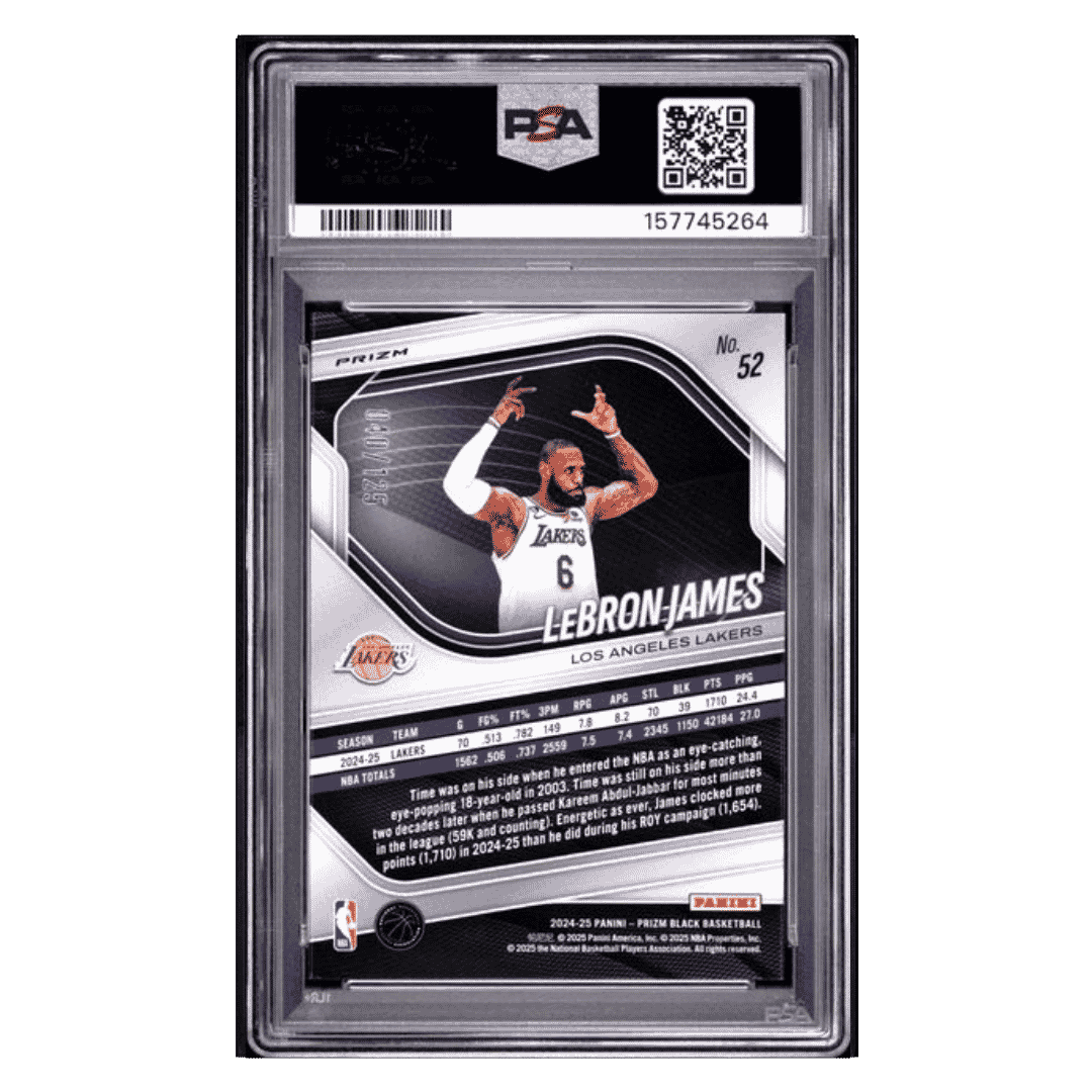 LeBron James PSA 9 2024 Panini Prizm Black Blue Ice #d/ 125 Card #52