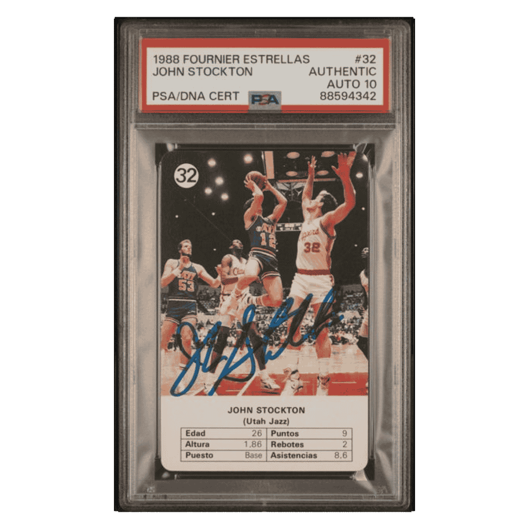 John Stockton 1988 Fournier Estrellas Autographed Card #32