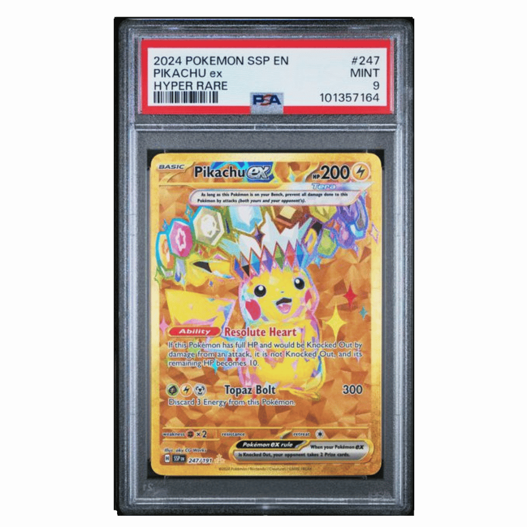 Pikachu ex PSA 9 2024 Pokemon Surging Sparks Hyper Rare Card #247