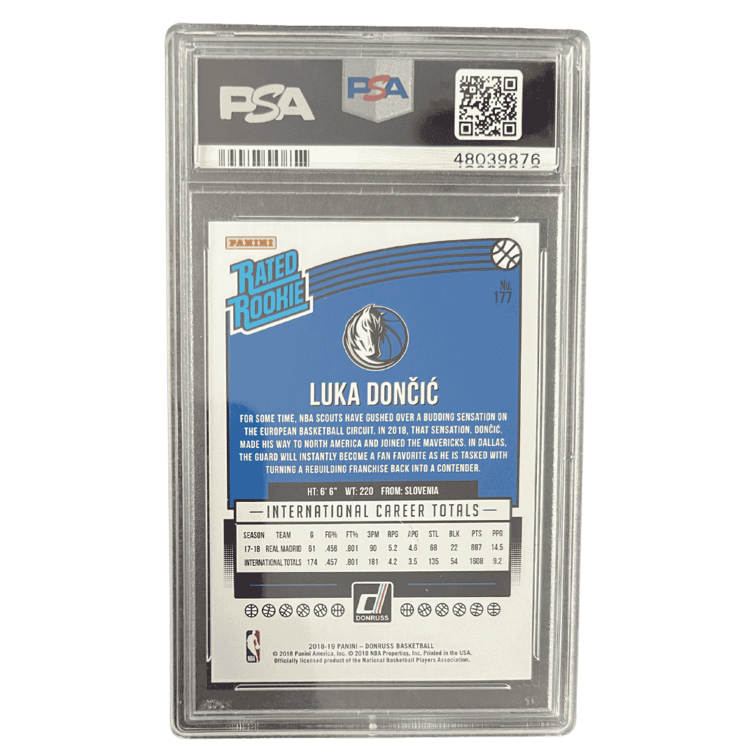 Luka Doncic PSA 10 2018 Panini Donruss Rated Rookie Card #177