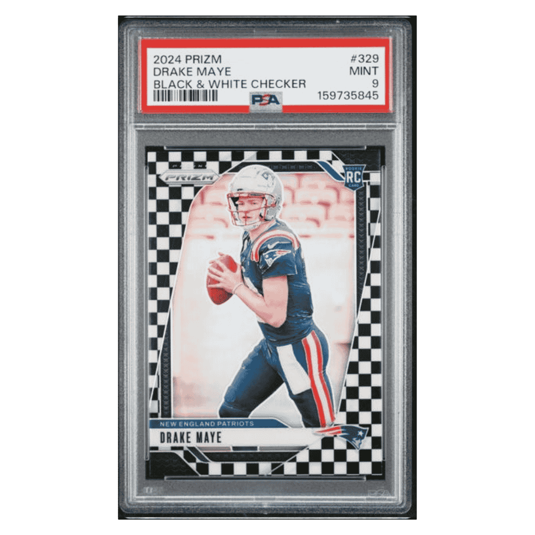 Drake Maye PSA 9 2024 Panini Prizm Black & White Checker Rookie RC Card #329