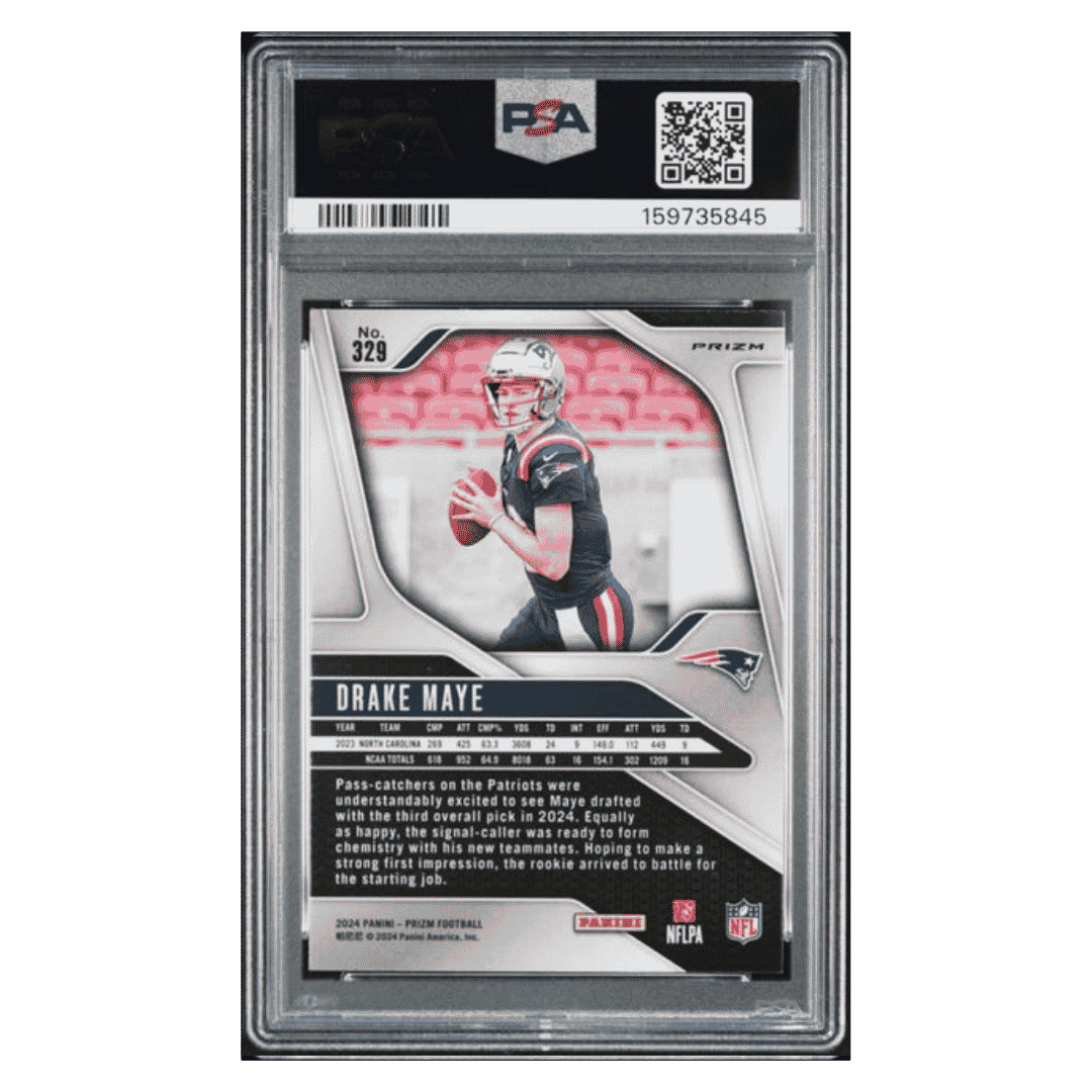 Drake Maye PSA 9 2024 Panini Prizm Black & White Checker Rookie RC Card #329