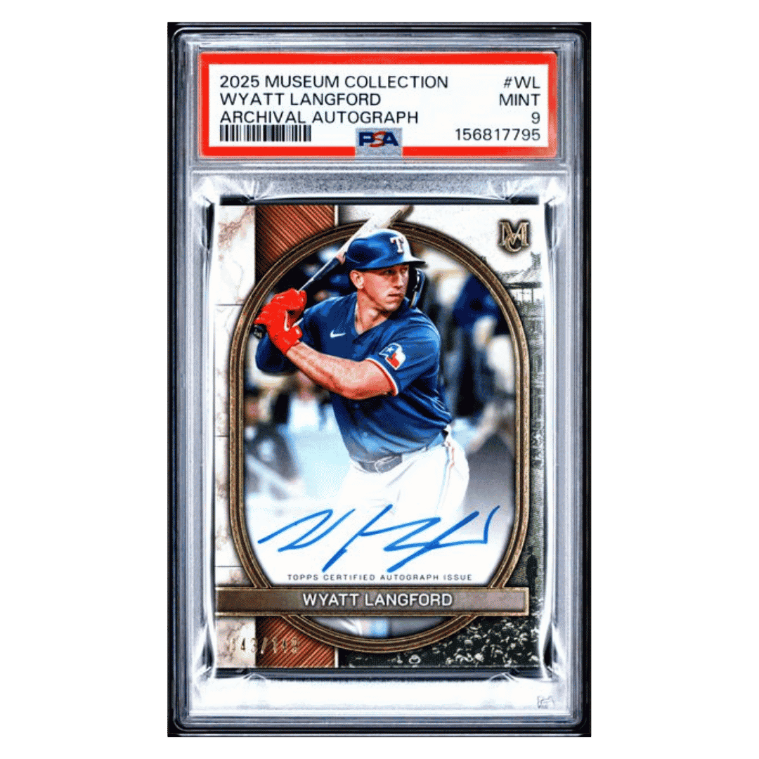 Wyatt Langford PSA 9 2025 Topps Museum Collection Archival Autograph #d/ 149 Card #WL