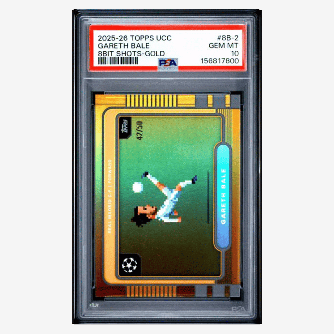 Gareth Bale PSA 10 2025-26 Topps UEFA Club Competitions 8Bit Shots Gold #d/ 50 Card #8B-2