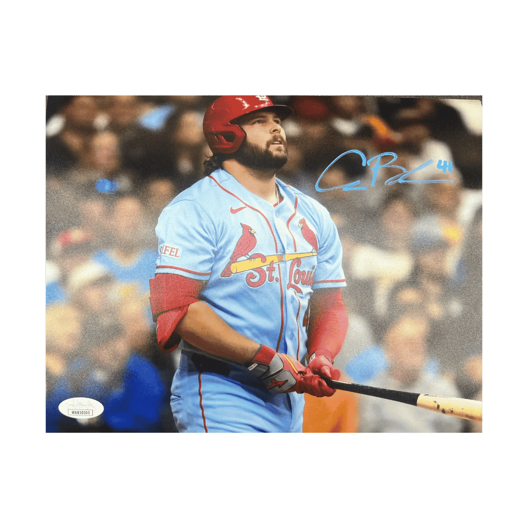 Alec Burleson St Louis Cardinals Autographed Blue Uniform 8x10 Photo - JSA COA