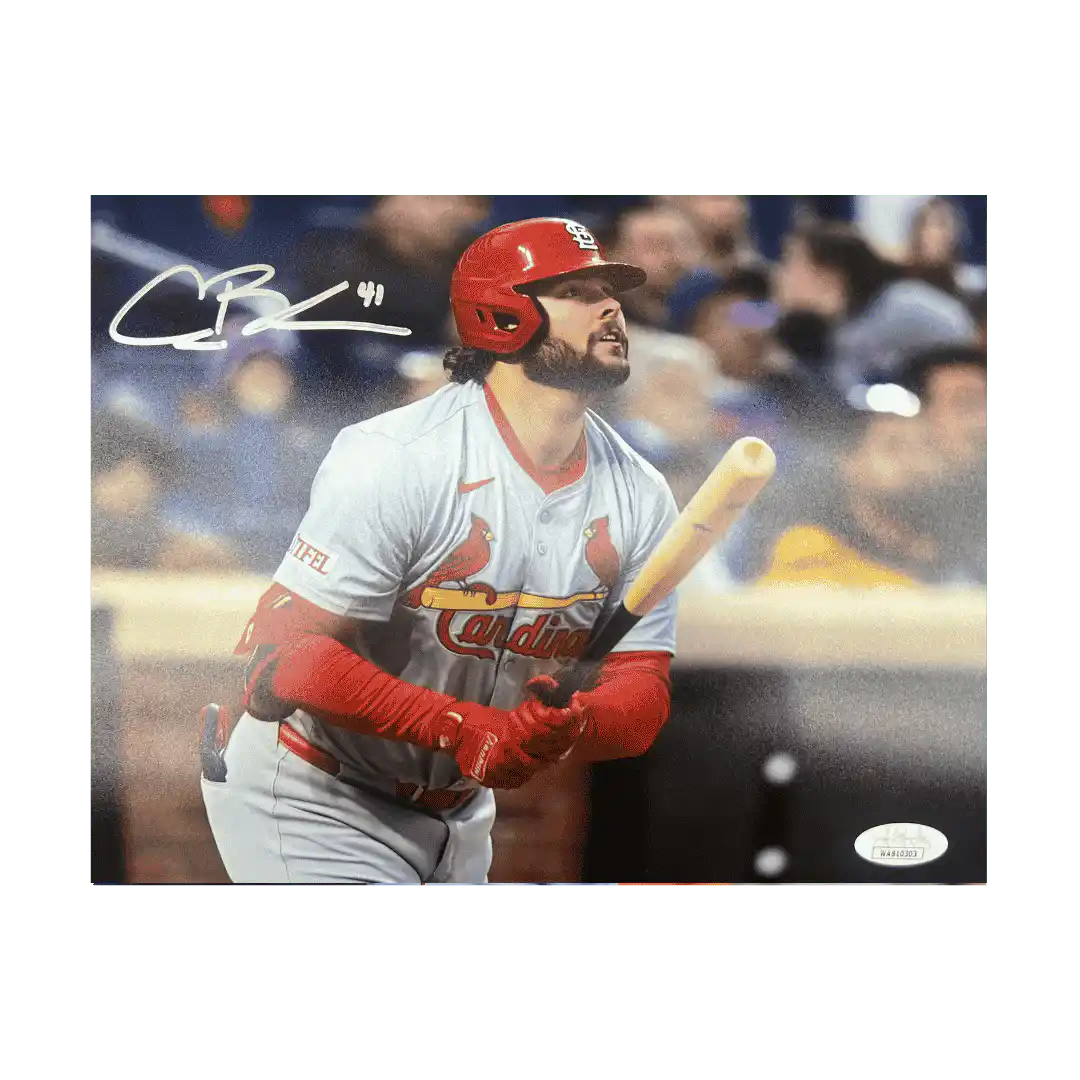 Alec Burleson St Louis Cardinals Autographed Away Uniform 8x10 Photo - JSA COA