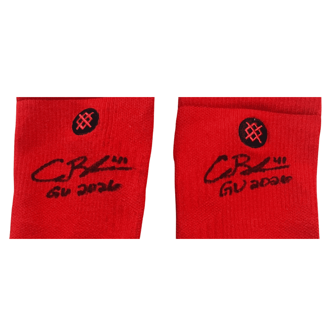 Alec Burleson St Louis Cardinals Autographed 2026 Game Used Socks w/ Inscription - JSA COA