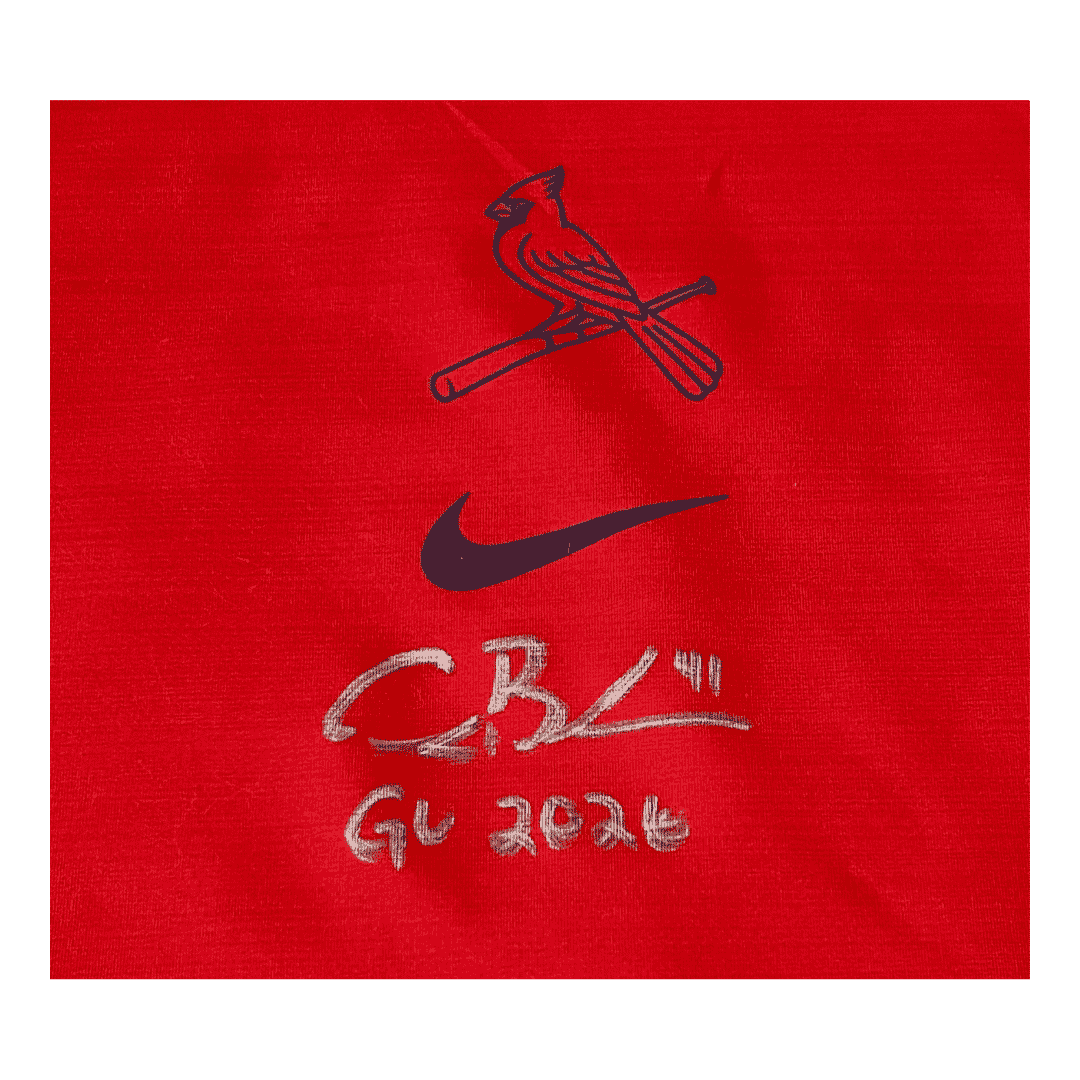 Alec Burleson St Louis Cardinals Autographed Game Used Long Sleeve Red Shirt - JSA COA