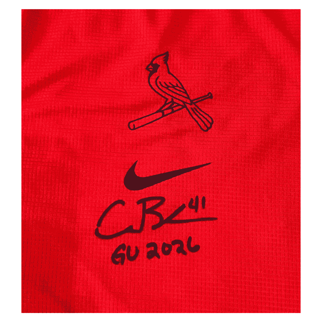 Alec Burleson St Louis Cardinals Autographed Game Used Long Sleeve Red Shirt - JSA COA