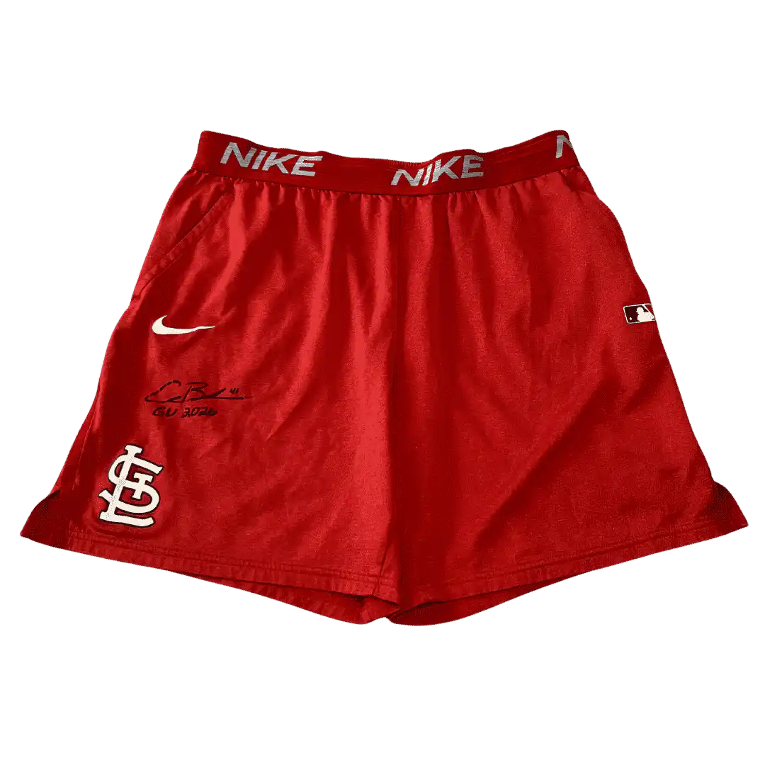 Alec Burleson St Louis Cardinals Autographed Player Worn Shorts - JSA COA