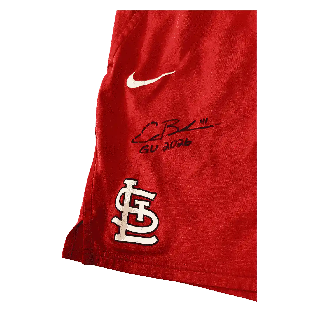 Alec Burleson St Louis Cardinals Autographed Player Worn Shorts - JSA COA