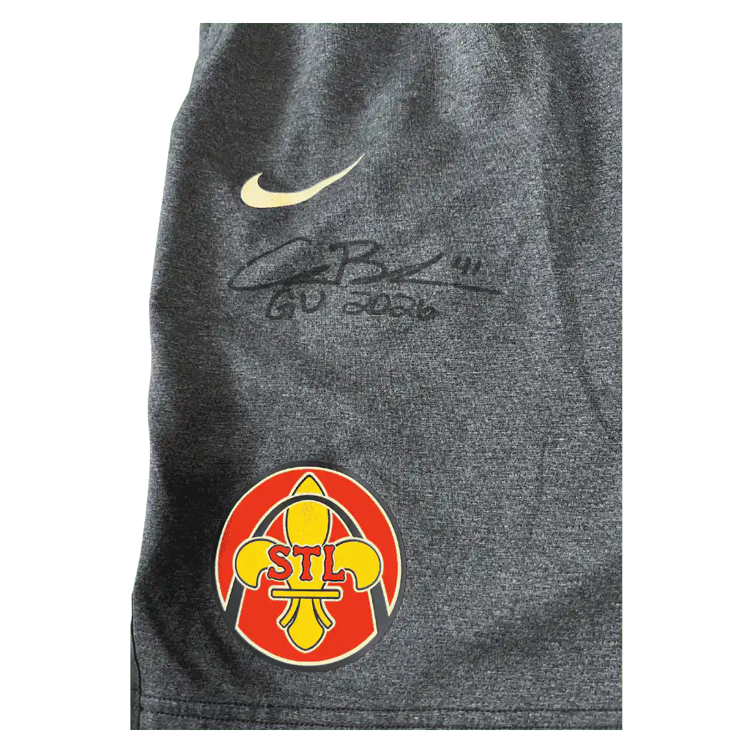 Alec Burleson St Louis Cardinals Autographed Player Worn Blue Shorts - JSA COA