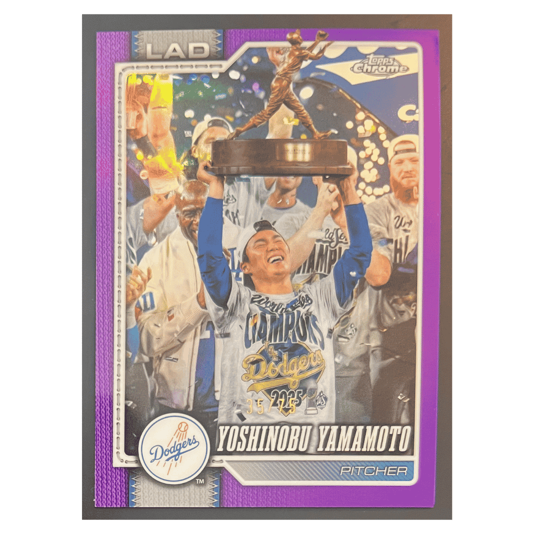 Yoshinobu Yamamoto 2026 Topps Chrome Purple Refractor - Image Variation /75 Card #75