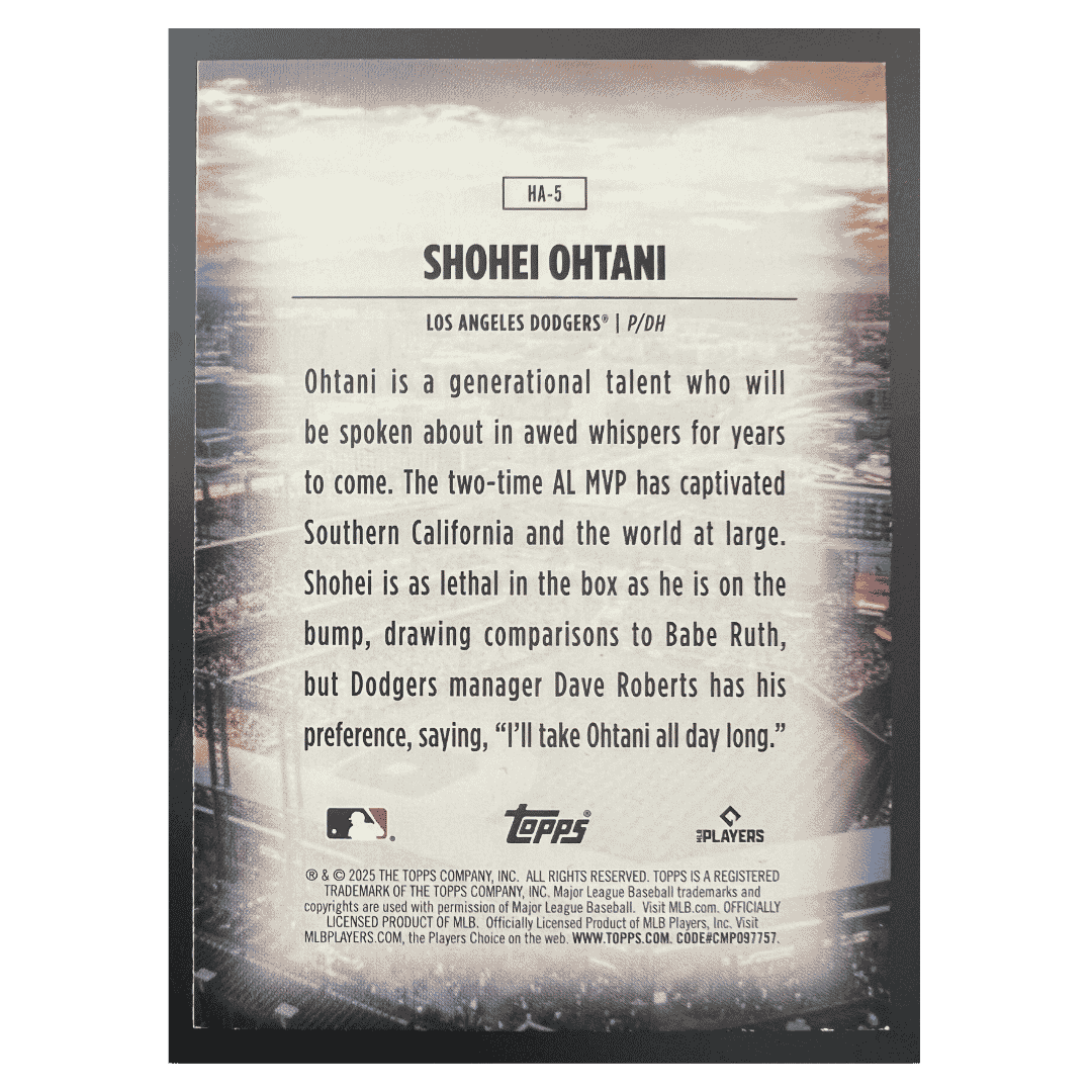 Shohei Ohtani 2025 Topps Baseball Series One Home Field Advantage Card #HA-5