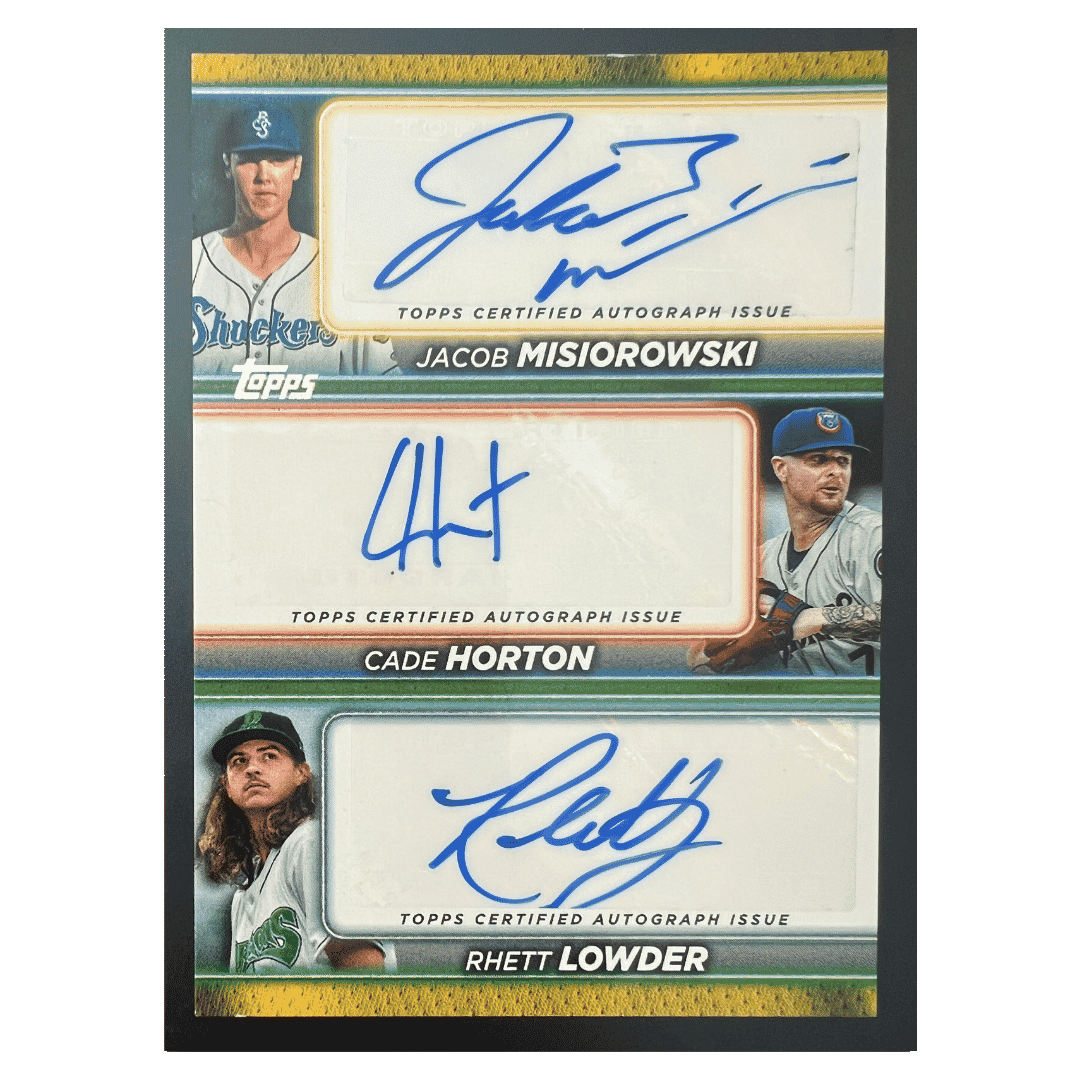 Misiorowski / Horton/ Lowder 2024 Topps Pro Debut Triple Autographs Rookie RC /25 Card #PDTA-MHL