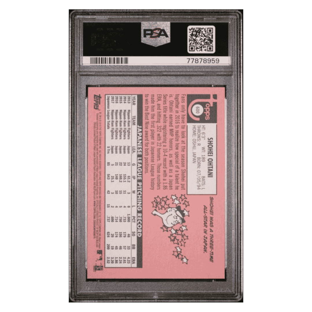 Shohei Ohtani PSA 10 2018 Topps Heritage Rookie RC Card #600