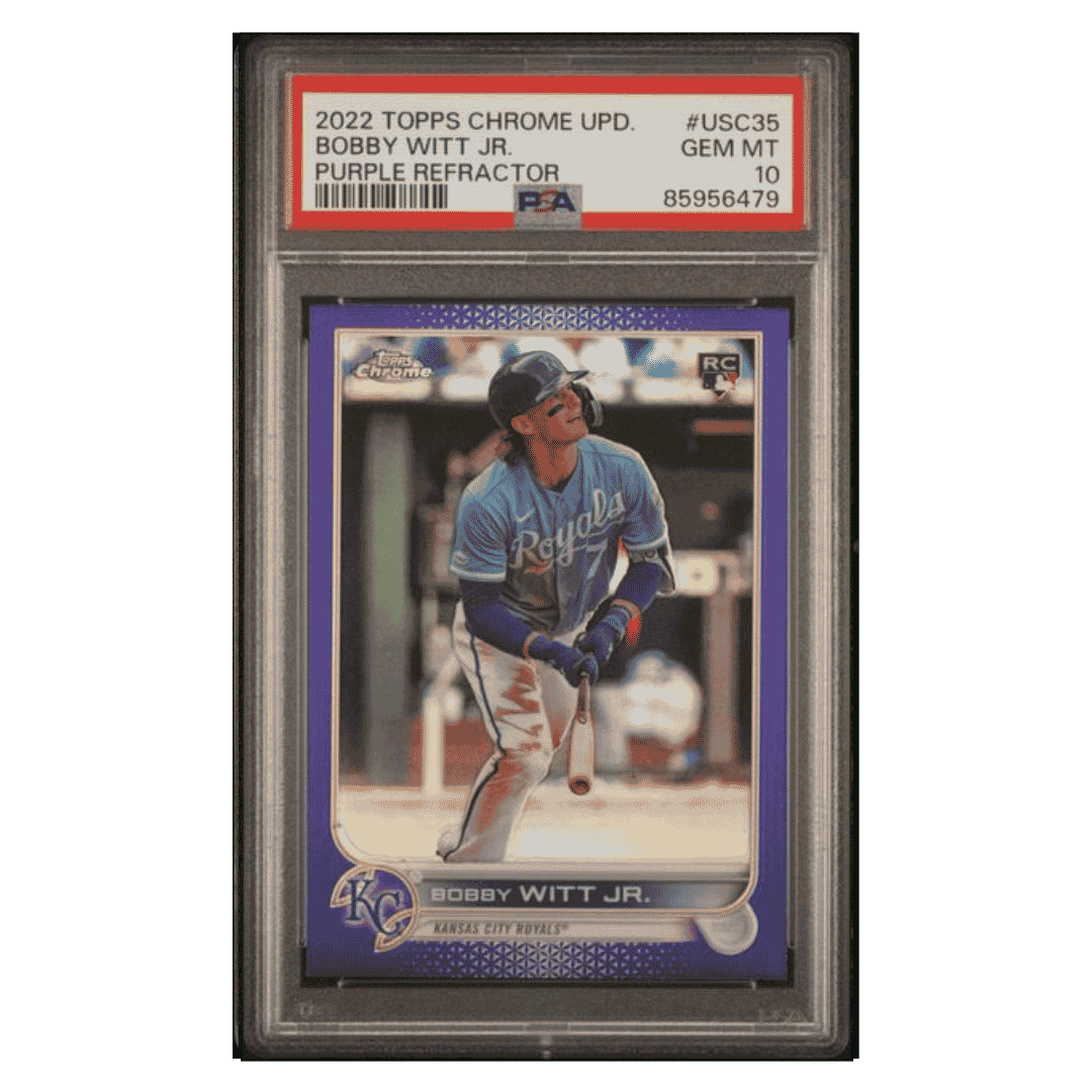 Bobby Witt Jr PSA 10 2022 Topps Chrome Update Purple Refractor Rookie RC Card #USC35